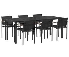 Lauko baldų komplektas 7 pcs Juoda ir Antracitas Tekstilenas