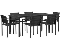 Lauko baldų komplektas 7 pcs Juoda ir Antracitas Tekstilenas