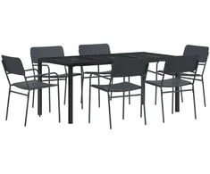 Lauko baldų komplektas 7 vnt. Antracito Plienas