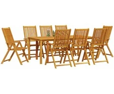 Lauko baldų komplektas Sodo valgomojo komplektas 9 pcs Ruda Kietos akacijos mediena