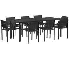 Lauko baldų komplektas 9 pcs Juoda ir Antracitas Tekstilenas