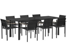 Lauko baldų komplektas 9 pcs Juoda ir Antracitas Tekstilenas