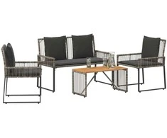 Lauko baldų komplektas 9 pcs Pilka ir tamsiai pilka poliratanas