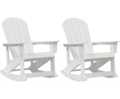 Adirondack sūpynės kėdės 2 pcs Balta HDPE