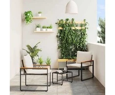 Lauko baldų komplektas Baldų komplektai su pagalve 3 pcs Bežė ir kreminė balta Ratanas