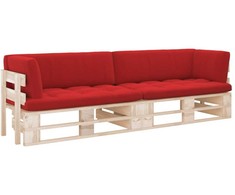 Lauko baldų komplektas Dvivietė sofa iš palečių su pagalvėlėmis, impregnuota pušis