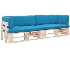 Lauko baldų komplektas Dvivietė sofa iš palečių su pagalvėlėmis, impregnuota pušis