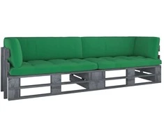 Lauko baldų komplektas Dvivietė sofa iš palečių su pagalvėlėmis, impregnuota pušis