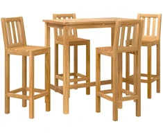Lauko baldų komplektas Lauko baro rinkinys 5 vnt. Neapdorotas Kieto teka medžio