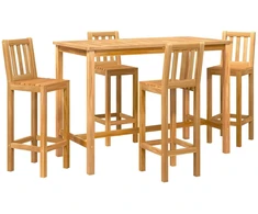 Lauko baldų komplektas Lauko baro rinkinys 5 pcs Natūrali Kieto teka medžio