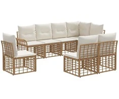 Lauko sofos komplektas 8 pcs Natūralus ir grietinėlės baltas