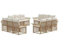 Lauko sofos komplektas 12 pcs Natūralus ir grietinėlės baltas
