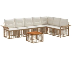 Lauko baldų komplektas Lauko sofos komplektas 8 pcs Natūralus ir grietinėlės baltas