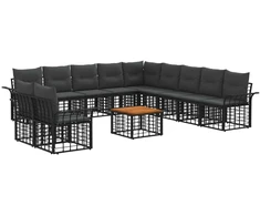 Lauko baldų komplektas Lauko sofos komplektas 12 pcs Juoda ir tamsiai pilka