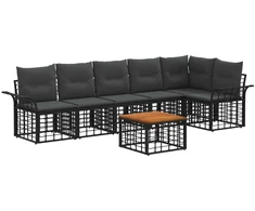 Lauko baldų komplektas Lauko sofos komplektas 7 pcs Juoda ir tamsiai pilka Poliesteris