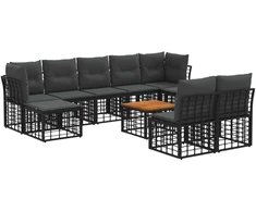 Lauko baldų komplektas Lauko sofos komplektas 10 pcs Juoda ir tamsiai pilka