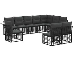 Lauko sofos komplektas 10 pcs Juoda ir tamsiai pilka