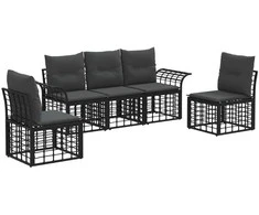 Lauko sofos komplektas 5 pcs Juoda ir tamsiai pilka Poliesteris