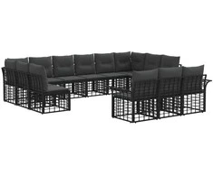Lauko sofos komplektas 13 pcs Juoda ir tamsiai pilka