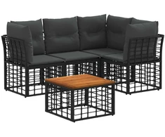 Lauko sofos komplektas 5 pcs Juoda ir tamsiai pilka Poliesteris