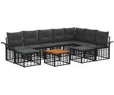 Lauko baldų komplektas Lauko sofos komplektas 10 pcs Juoda ir tamsiai pilka