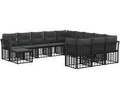 Lauko sofos komplektas 12 pcs Juoda ir tamsiai pilka