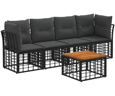 Lauko sofos komplektas 5 pcs Juoda ir tamsiai pilka Poliesteris