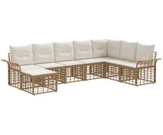 Lauko sofos komplektas 8 pcs Natūralus ir grietinėlės baltas