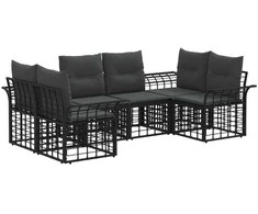 Lauko sofos komplektas 6 pcs Juoda ir tamsiai pilka Poliesteris
