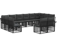 Lauko sofos komplektas 12 pcs Juoda ir tamsiai pilka