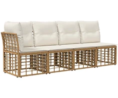 Lauko baldų komplektas Lauko sofos komplektas 13 pcs Natūralus ir grietinėlės baltas