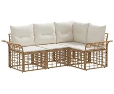 Lauko sofos komplektas 4 pcs Natūralus ir grietinėlės baltas