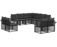 Lauko sofos komplektas 11 pcs Juoda ir tamsiai pilka