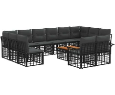 Lauko baldų komplektas Lauko sofos komplektas 13 pcs Juoda ir tamsiai pilka
