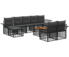 Lauko baldų komplektas Lauko sofos komplektas 10 pcs Juoda ir tamsiai pilka