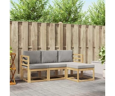 Lauko baldų komplektas Lauko sofos komplektas 4 vnt. Balta ir šviesiai pilka