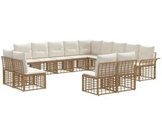Lauko sofos komplektas 13 pcs Natūralus ir grietinėlės baltas