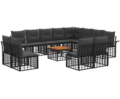 Lauko baldų komplektas Lauko sofos komplektas 13 pcs Juoda ir tamsiai pilka