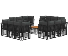 Lauko baldų komplektas Lauko sofos komplektas 13 pcs Juoda ir tamsiai pilka