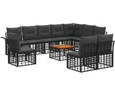 Lauko baldų komplektas Lauko sofos komplektas 11 pcs Juoda ir tamsiai pilka