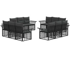 Lauko sofos komplektas 12 pcs Juoda ir tamsiai pilka