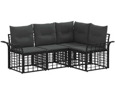Lauko sofos komplektas 4 pcs Juoda ir tamsiai pilka Poliesteris