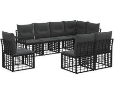 Lauko sofos komplektas 8 pcs Juoda ir tamsiai pilka Poliesteris
