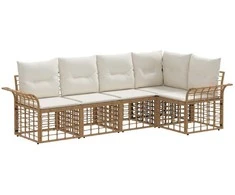 Lauko sofos komplektas 5 pcs Natūralus ir grietinėlės baltas