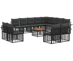 Lauko baldų komplektas Lauko sofos komplektas 13 pcs Juoda ir tamsiai pilka