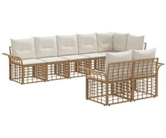 Lauko sofos komplektas 8 pcs Natūralus ir grietinėlės baltas