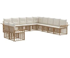 Lauko sofos komplektas 11 pcs Natūralus ir grietinėlės baltas