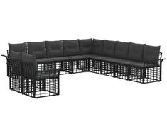 Lauko sofos komplektas 11 pcs Juoda ir tamsiai pilka
