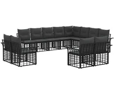 Lauko sofos komplektas 12 pcs Juoda ir tamsiai pilka