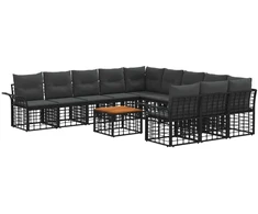 Lauko baldų komplektas Lauko sofos komplektas 12 pcs Juoda ir tamsiai pilka